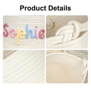 Panier de rangement pour la chambre d'enfant avec nom personnalisé, en corde de coton tressée, cadeau pour une fête de naissance - Product Image 3