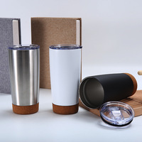 Tasse thermos en acier inoxydable de qualité alimentaire sans BPA avec couvercle fond en liège 600ML tasse à café sous vide double couche extérieure 20OZ