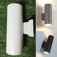 Applique murale LED extérieure moderne cylindrique bidirectionnelle étanche IP65 AC 85-265V 18W 12W 24W avec boîtier noir