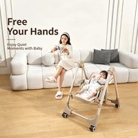 Chaise haute multifonctionnelle pour bébé, chaise haute pliable portable pour nourrissons avec roulettes et plateau réglable pour les enfants de 6 à 36 mois