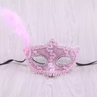 Ensemble de masques de princesse de Venise avec plumes latérales, petit chapeau de mascarade pour festival, fête, spectacle de scène, fournitures de fête de haute qualité