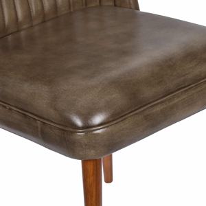 เก้าอี้รับประทานอาหารโครงโลหะสไตล์วินเทจหุ้มหนังพร้อมพนักพิงโค้งและขาเหล็กแข็งแรงสำหรับห้องรับประทานอาหารสไตล์เรสติก - Product Image 6