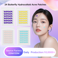 24 Patchs Hydrocolloïdes Papillon pour Traitement Localisé de l'Acné, Patchs Anti-Boutons Imperméables, Tous Types de Peau, Sans Cruauté Animale, Emballages Individuels
