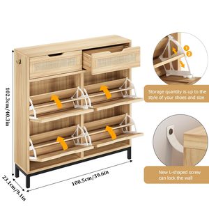 Hot bán 4 lật ngăn kéo & 2 ngăn kéo hàng đầu freestanding Tủ lưu trữ giày hẹp - Product Image 1