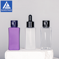 Flacon pulvérisateur carré en plastique PET de 50 ml pour parfum, avec compte-gouttes, vide, pour cosmétiques