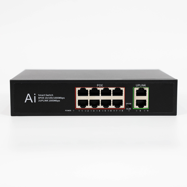 Tenveo Smart 8 PORT Full Gigabit POE Switch (8+2) 8*1000mbps POE Port,2*1000mbps Uplink Port