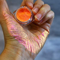 Multichrome Lidschatten Hypershift Aurora Chamäleon-Effekt Hochglanz-Pigment, Orange-Rot Regenbogen-Irisierend, für Augen & Nägel