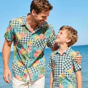 カスタムロゴデザイン昇華プリントビーチウェア速乾性親子ボタンダウンカラーサマーシャツメンズハワイアンシャツ - Product Image 6