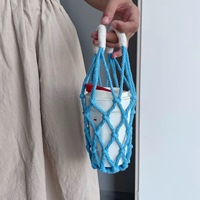 Sac de transport bohème écologique et réutilisable pour bouteille d'eau, sac à main portable, sac en filet pour tasse, support en tissu pour thé au lait et café