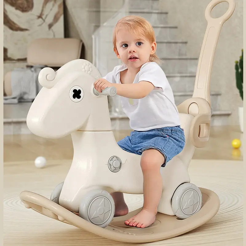 Groothandel Goedkope Baby Speelgoed Best-Selling Multi-Functionele Baby Hobbelpaard In De Speelgoedauto Kan Worden Verplaatst Met Wielen En Muziek