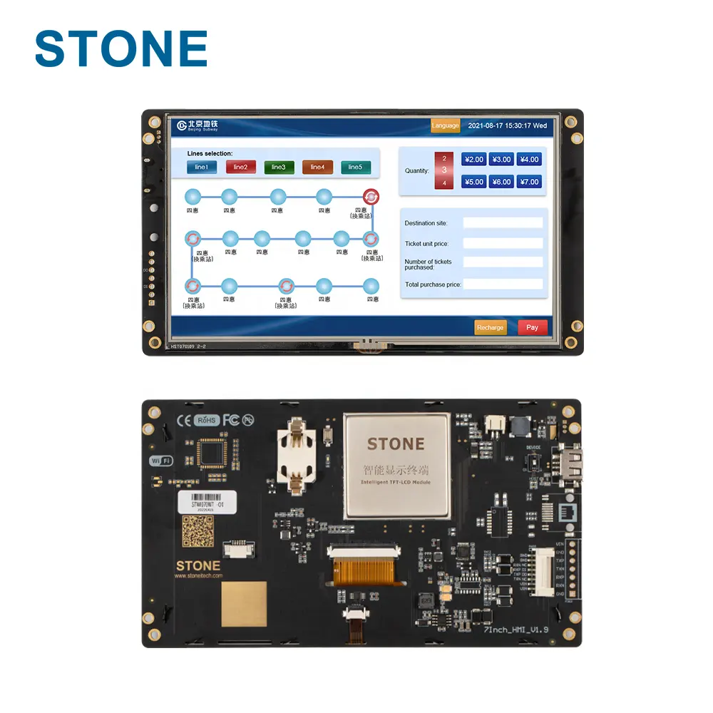 Pantalla lcd de 7 pulgadas para coche, módulo táctil TFT de piedra flexible, pequeño