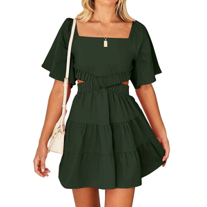 Abiti estivi da <span class=keywords><strong>donna</strong></span> collo quadrato maniche corte Crossover vita Casual Mini <span class=keywords><strong>abito</strong></span> da festa - Product Image 5