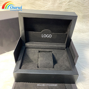 Factory Custom Luxury Black <b>Watch</b> Box with Black Velvet Lining, High quality Wooden <b>Watch</b> Packaging <b>Case</b> for Brand <b>Watches</b> - Product Image 3