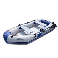 B230-3 Kayak Gonflable Bateau de Pêche pour 3 Personnes, Plancher Pneumatique en PVC de 2,3 M, avec Moteur Électrique de 28 Lbs et Support de Fixation
