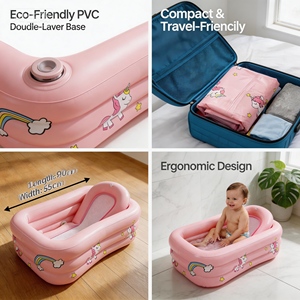 Bañera Inflable Portátil para Bebés, Antideslizante, para Viajes, para Bebés de 3 a 18 Meses, Compatible con Fregaderos y Bañeras para Adultos - Product Image 5
