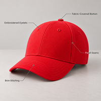 Casquette de baseball 6 panneaux 100 % acrylique, réglable avec fermeture auto-agrippante, visière courbée unie, broderie de logo personnalisée, impression, OEM, vente en gros