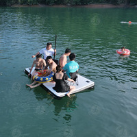 Plate-forme de pêche flottante gonflable en pvc quai de jet ski avec moteur pour 2 personnes