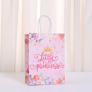 Sac en papier kraft blanc imprimé couronne <span class=keywords><strong>de</strong></span> château <span class=keywords><strong>de</strong></span> princesse rose pour cadeaux <span class=keywords><strong>de</strong></span> fête, accessoires vestimentaires, emballage <span class=keywords><strong>de</strong></span> bonbons - Product Image 3