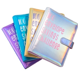 100 envelopechallenge Loose-Leaf cuốn sách chất kết dính PU Bìa máy tính xách tay Tiền kế hoạch cuốn sách giữ cuốn sách - Product Image 1