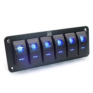 Panel de interruptores basculantes de 6 vías y 2 posiciones, impermeable, de 5 pines, <span class=keywords><strong>ON</strong></span>/OFF, precableado, 12V-24V, con interruptores LED marinos para coche, camión, barco, RV - Product Image 1