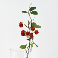 Raspberry Buatan Berkualitas Tinggi Grosir 38cm dengan Daun untuk Dekorasi Rumah, Dekorasi Natal dan Thanksgiving, Rangkaian Bunga