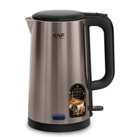 Bouilloire électrique RAF R.7326 1800W en acier inoxydable, capacité 2,5L, ébullition rapide, arrêt automatique, base pivotante à 360°