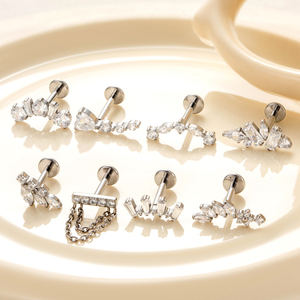 Pendientes Hipoalergénicos Maina para Tragus, Titanio ASTM F136, Zirconia, Piercing para Cartílago y Labio, <span class=keywords><strong>Labret</strong></span> con Rosca Interna y Parte Trasera Plana - Product Image 4
