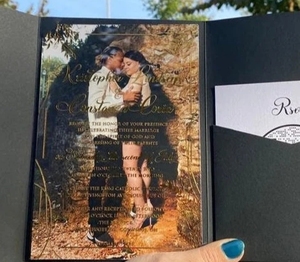 <span class=keywords><strong>Invitation</strong></span> de mariage acrylique d'enveloppe de poche noire <span class=keywords><strong>avec</strong></span> des invitations acryliques de quinceanera de <span class=keywords><strong>photo</strong></span> - Product Image 4