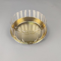 Boîte de nourriture PET recyclable personnalisée 100% pour fête de mariage Boîte à gâteau dessert ronde en plastique doré de 9 pouces avec couvercle