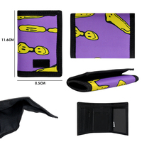 Dompet Lipat Tiga Polyester dengan Resleting, Kantong Uang, Penutup Velcro, Aman, Portabel, Tempat Kartu, Pabrik