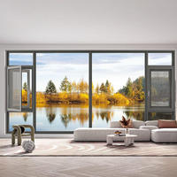 Ventana Abatible con Rotura de Puente Térmico, Marco Minimalista, Vista Panorámica, Moderna, de Lujo, Ventana de Piso de Vidrio Grande
