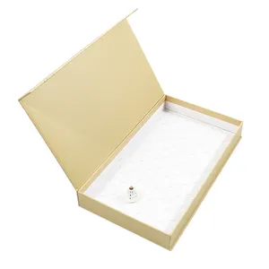 Hxd caixa de presente magnética luxuosa dourada, impressão cosmética preta