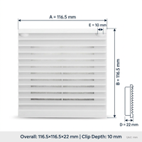 Filtre de ventilation industriel JK6621 116*116mm, ventilateur de refroidissement, grille anti-poussière