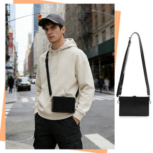 Sac messager en cuir PU pour <span class=keywords><strong>homme</strong></span>, sac bandoulière professionnel, sac de téléphone portable tendance pour toutes les saisons avec fermeture éclair - Product Image 1