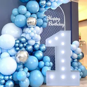 Blanc Géant Figure Blanc Chaud Light Up Numéro 0-9 Cadre Ballon Boîte de Remplissage avec 10 Lumières Anniversaire Mariage Décor Baby Shower