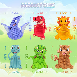 6 <b>Pack</b> Dinosaur Sensory <b>Fidget</b> Toys for Kids, Soft Dino Textured for Autism Kids Calming Stress Toys - Product Image 3