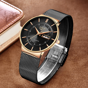 <span class=keywords><strong>Montre</strong></span>-bracelet à quartz analogique pour homme LIGE LG9949, en acier doré, minimaliste, étanche, classique, de luxe - Product Image 4