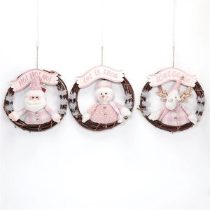 Couronne de porte de Noël artisanale festive, 3 modèles, ornement en peluche douce avec des feuilles de plantes à feuilles persistantes - Product Image 2