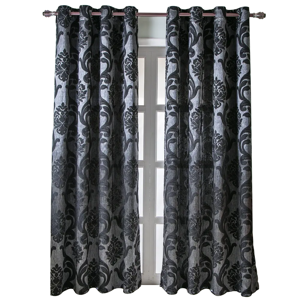 Luxury Jacquard Curtain Fabric Window Curtains for Living Room Grommet Top Darkening Curtains for Bedroom Kitchen