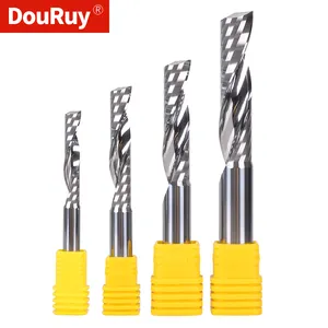 DouRuy End Mill Cutting CNC Tool Router Bits 1 Flute Spiral Engraving Bit Carbide Tungsten Steel Milling Cutter