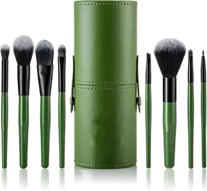 Suppliers Popularity Explosion Models Good Quality Green Makeup Brushes Black Hair 8Pcs Makeup Brush Set