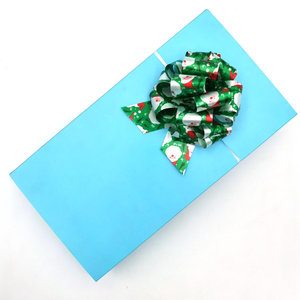 5 אינץ נושא חג המולד קישוטי עטיפת אריזת מתנה שרוך סרט קל קשת שלג מודפס פולי סרט פום פום למשוך קשת - Product Image 5