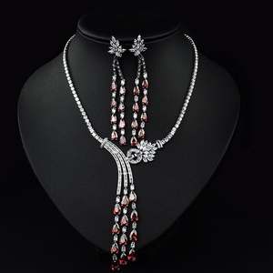 HIBRIDE gelin takı setleri gümüş renk AAA CZ kolye setleri 6 renkler kadınlar için düğün takısı Parure Bijoux Femme N-1062 - Product Image 2