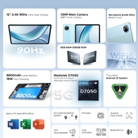Tablette PC Doogee V Pad 12 pouces 8800 mAh, 4 haut-parleurs, 5G, 8+256 Go, Android 15
