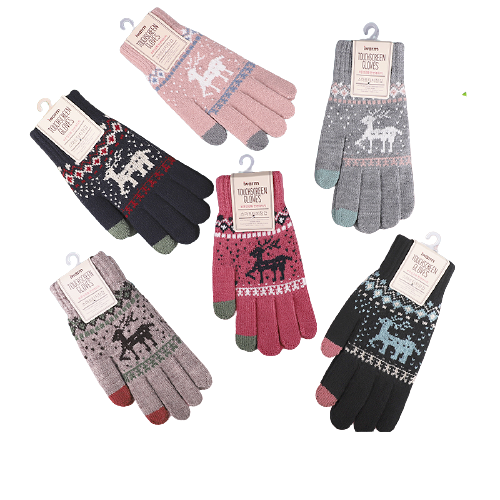 Женские зимние теплые варежки, вязаные перчатки, акриловые жаккардовые перчатки, женские рукавицы, перчатки