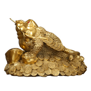 <b>Brass</b> Three <b>Legged</b> Toad Figurine Golden Fortune Decoration Tabletop Animal Sculpture Chinese New Year Gift - Product Image 2