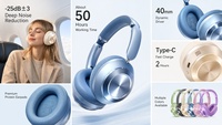 Casque de jeu supra-auriculaire 2026 avec Bluetooth 5.4 et suppression active du bruit sans fil