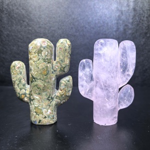 Prix d'usine Pierres <span class=keywords><strong>de</strong></span> quartz rose naturel, Agate mousse, Préhnite, Plante en cristal, Matériaux mixtes, Sculpture <span class=keywords><strong>de</strong></span> cactus pour cadeaux - Product Image 4