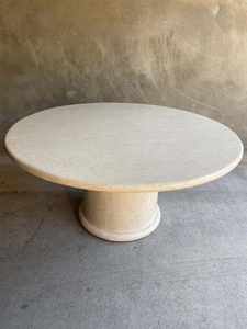 โต๊ะหินอ่อน Travertine โต๊ะรับประทานอาหารหินธรรมชาติโต๊ะรับประทานอาหารโต๊ะรับประทานอาหารทรงกลมเทสเซล - Product Image 5