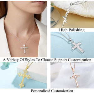 <span class=keywords><strong>Collier</strong></span> en acier inoxydable 18K, pour Couple avec nom <span class=keywords><strong>personnalisé</strong></span>, femmes et hommes, bijoux, croix en or, argent, cristal - Product Image 6